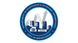 The IEO logo, featuring the acronym 'IEO' in bold lettering alongside the official City of Birmingham, Alabama seal.